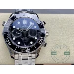 Anti-reflective treatment under the domed sapphire of this replica Omega Diver 300M chronograph