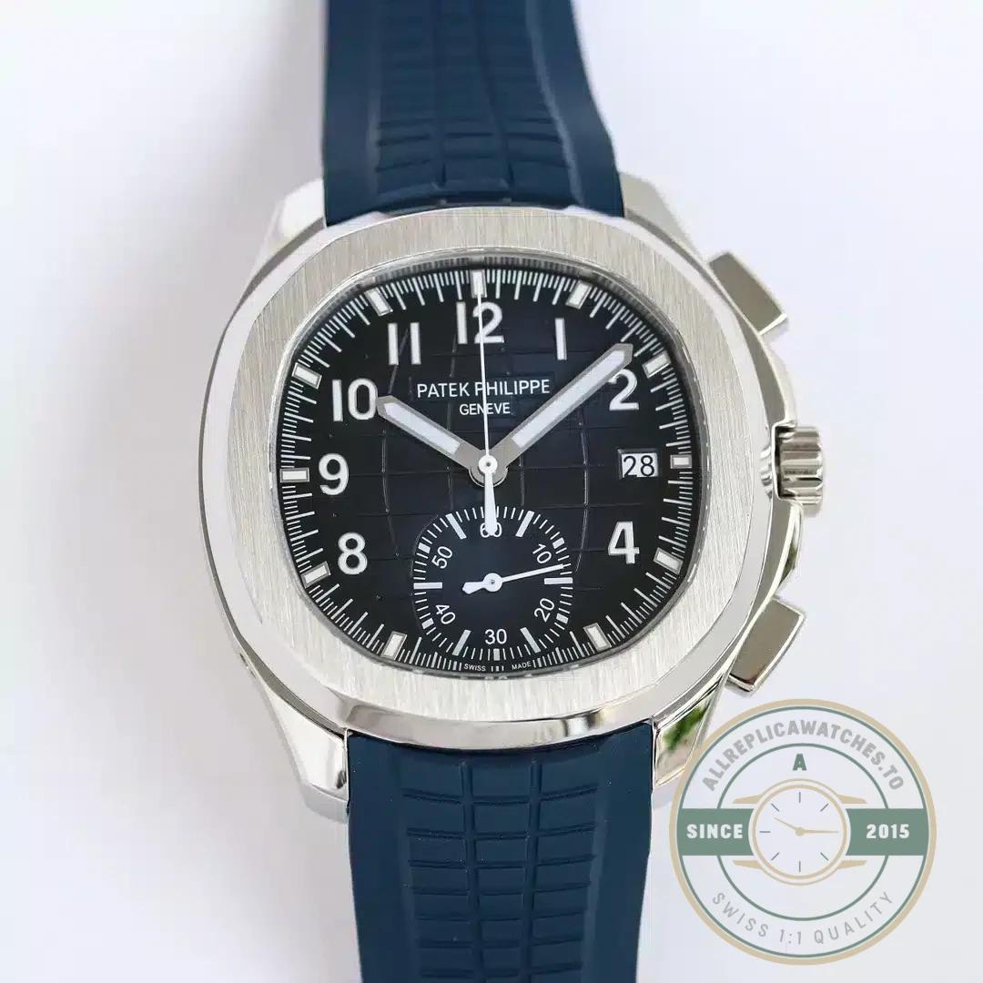 Superclone Aquanaut 5968A-001 Patek Philippe Chronograph 42.2 mm, Steel, 5968A-001 Blue Strap - Swiss-Made Clone Watch