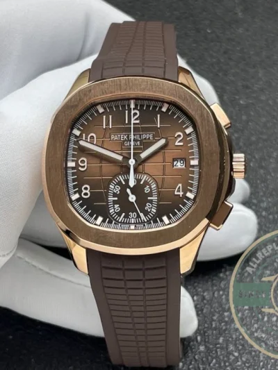 Superclone Aquanaut 5968R-001 Patek Philippe Chronograph 42.2 mm, Rose gold, Brown Dial - Budget Luxury Replica Watch