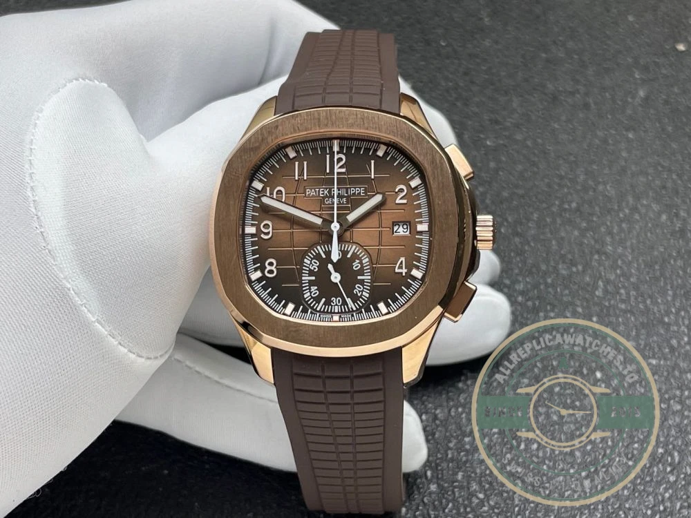Superclone Aquanaut 5968R-001 Patek Philippe Chronograph 42.2 mm, Rose gold, Brown Dial - Budget Luxury Replica Watch