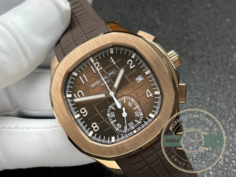 Superclone Aquanaut 5968R-001 Patek Philippe Chronograph 42.2 mm, Rose gold, Brown Dial - High-Grade Replica Watch