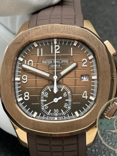 Superclone Aquanaut 5968R-001 Patek Philippe Chronograph 42.2 mm, Rose gold, Brown Dial - Swiss-Made Clone Watch