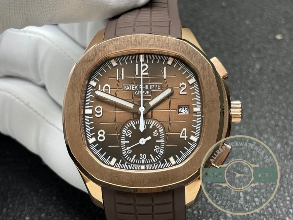 Superclone Aquanaut 5968R-001 Patek Philippe Chronograph 42.2 mm, Rose gold, Brown Dial - Swiss-Made Clone Watch