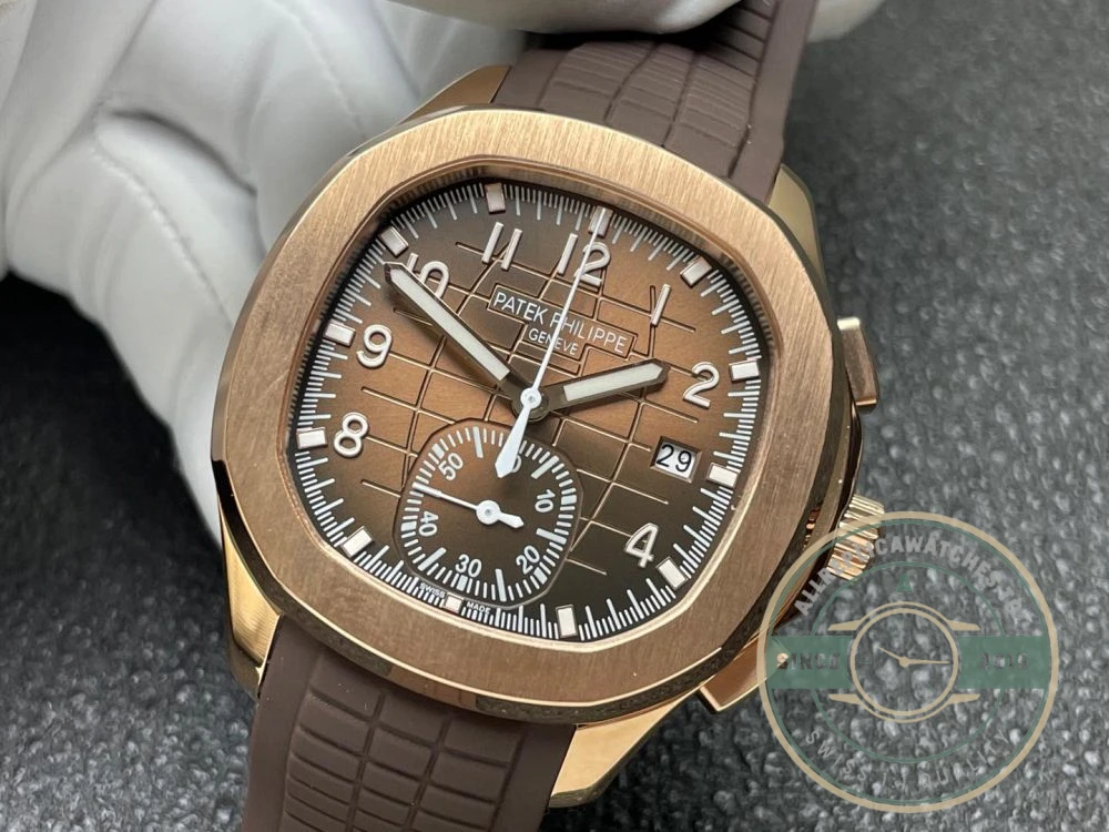 Superclone Aquanaut 5968R-001 Patek Philippe Chronograph 42.2 mm, Rose gold, Brown Dial - Budget Luxury Replica Watch