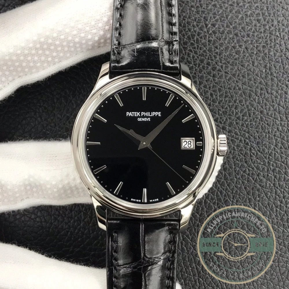 Superclone Calatrava 5227G-010 Patek Philippe DATE, SWEEP SECONDS. 39 mm, White gold - Top-Tier Swiss Replica Watch