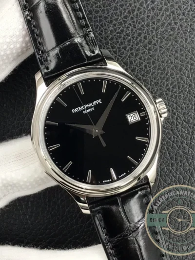 Superclone Calatrava 5227G-010 Patek Philippe DATE, SWEEP SECONDS. 39 mm, White gold - Affordable Luxury Replica Timepiece
