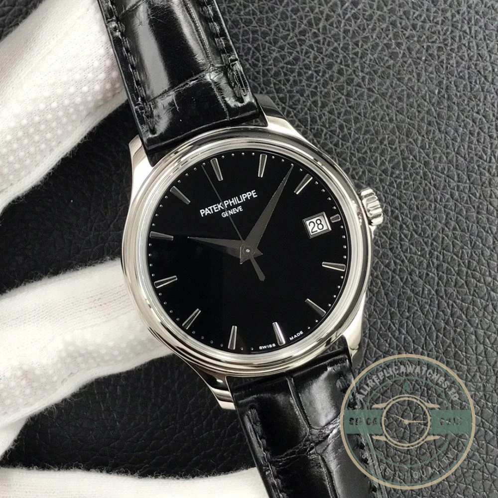 Superclone Calatrava 5227G-010 Patek Philippe DATE, SWEEP SECONDS. 39 mm, White gold - Affordable Luxury Replica Timepiece