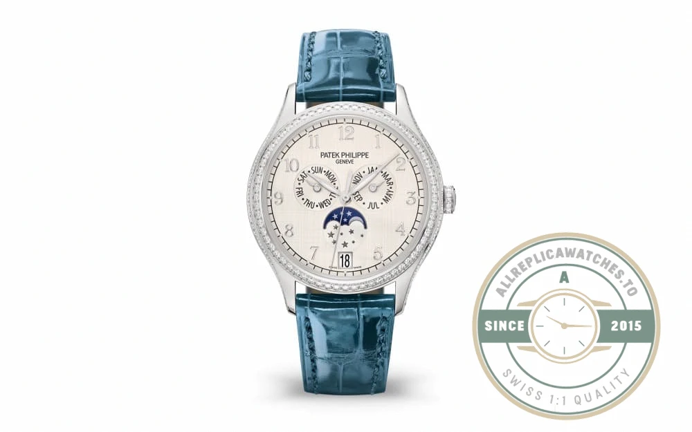Superclone Complications 4947G-010 Patek Philippe ANNUAL CALENDAR, MOON PHASES. 38 mm, White Gold - Affordable Luxury Replica Timepiece