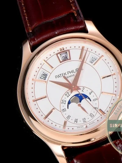 Superclone Complications 5205G-001 ANNUAL CALENDAR, MOON PHASES. 40 mm, Rose Gold, White Dial - 1:1 Swiss Replica Watch
