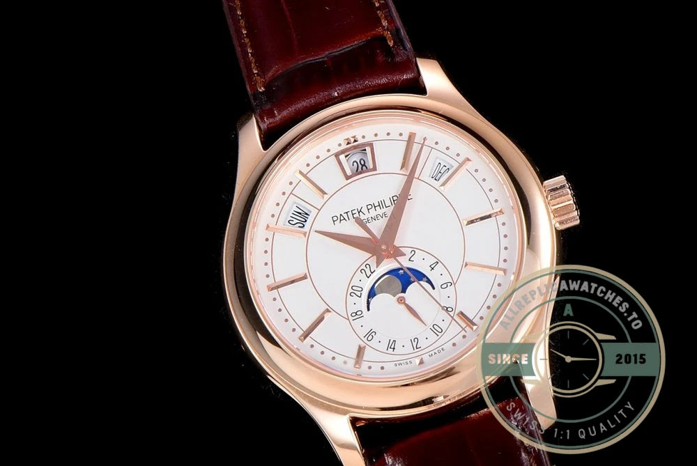 Superclone Complications 5205G-001 ANNUAL CALENDAR, MOON PHASES. 40 mm, Rose Gold, White Dial - 1:1 Swiss Replica Watch