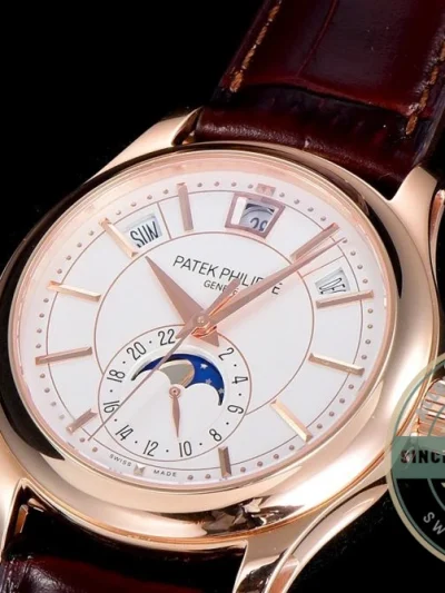 Superclone Complications 5205G-001 ANNUAL CALENDAR, MOON PHASES. 40 mm, Rose Gold, White Dial - Affordable Super Clone Watch
