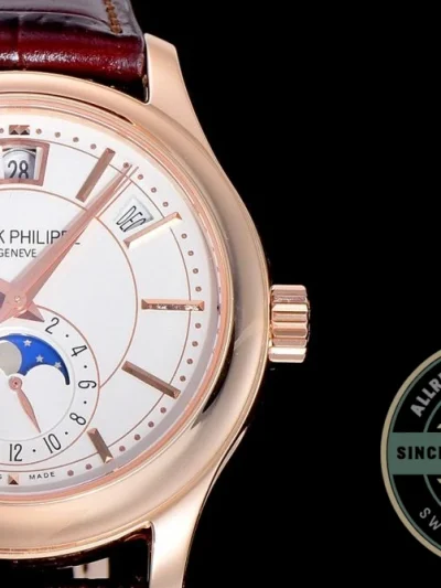Superclone Complications 5205G-001 ANNUAL CALENDAR, MOON PHASES. 40 mm, Rose Gold, White Dial - Budget Luxury Replica Watch