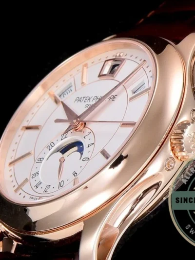 Superclone Complications 5205G-001 ANNUAL CALENDAR, MOON PHASES. 40 mm, Rose Gold, White Dial - Best Quality Replica Watch