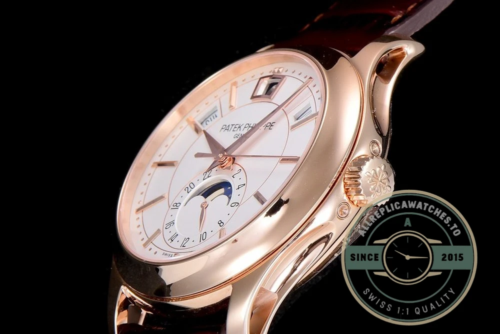 Superclone Complications 5205G-001 ANNUAL CALENDAR, MOON PHASES. 40 mm, Rose Gold, White Dial - Best Quality Replica Watch