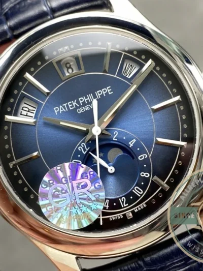 Superclone Complications 5205G-013 Patek Philippe ANNUAL CALENDAR, MOON PHASES. 40 mm, White gold, Blue Dial - Swiss Movement Replica Watch