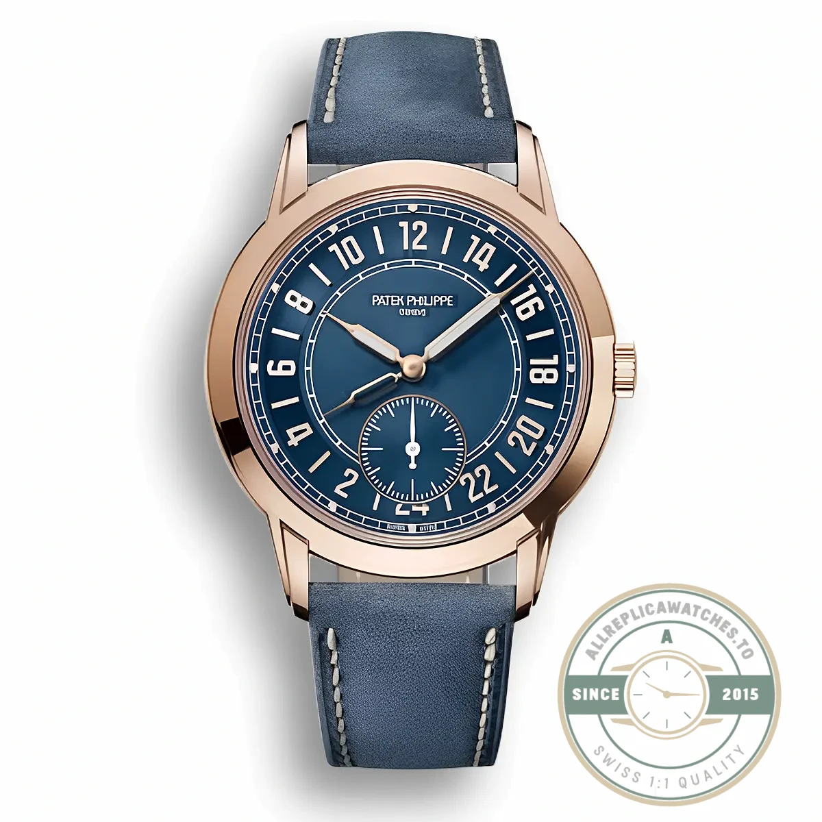Superclone Complications 5224R-001 Patek Philippe 24-HOUR DISPLAY, TRAVEL TIME. 42 mm, Rose Gold - Top-Tier Swiss Replica Watch