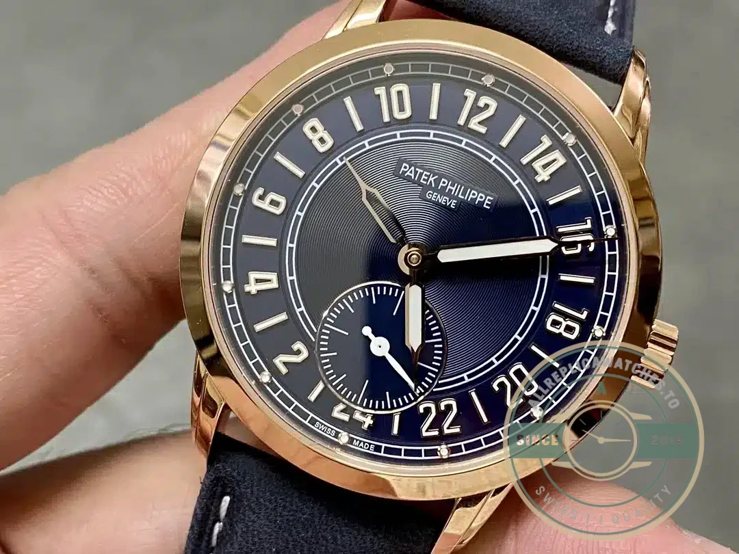 Superclone Complications 5224R-001 Patek Philippe 24-HOUR DISPLAY, TRAVEL TIME. 42 mm, Rose Gold - Budget Luxury Replica Watch