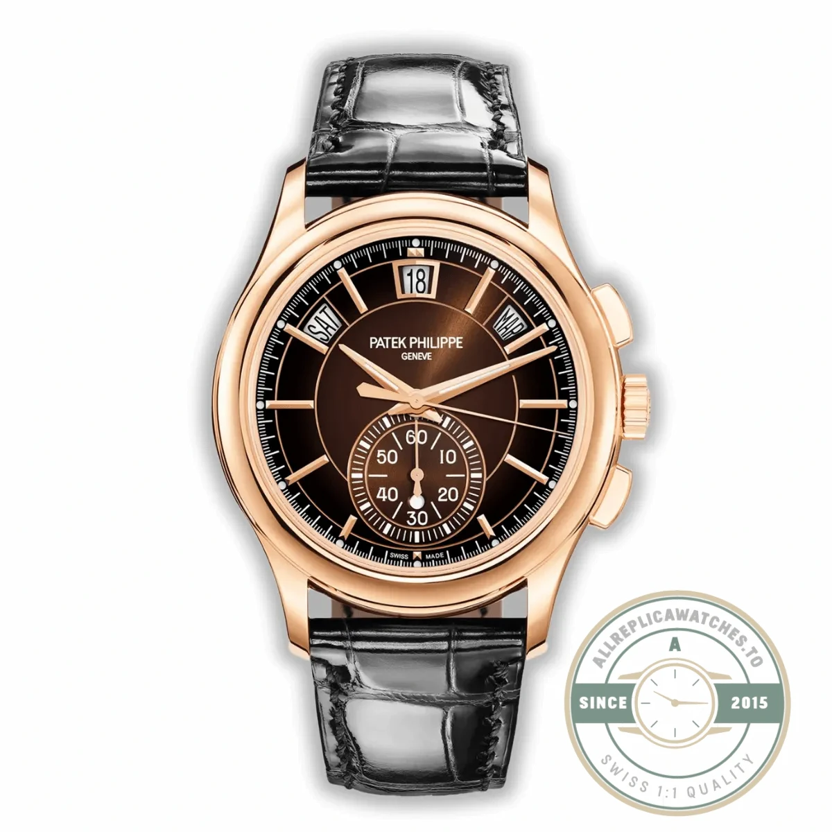 Superclone Complications 5905R-001 Patek Philippe Annual Calendar Chronograph 42 mm, Gold Rose, Brown Dial - Luxury Replica Watch