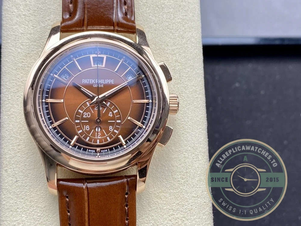Superclone Complications 5905R-001 Patek Philippe Annual Calendar Chronograph 42 mm, Gold Rose, Brown Dial - Luxury Replica Watch