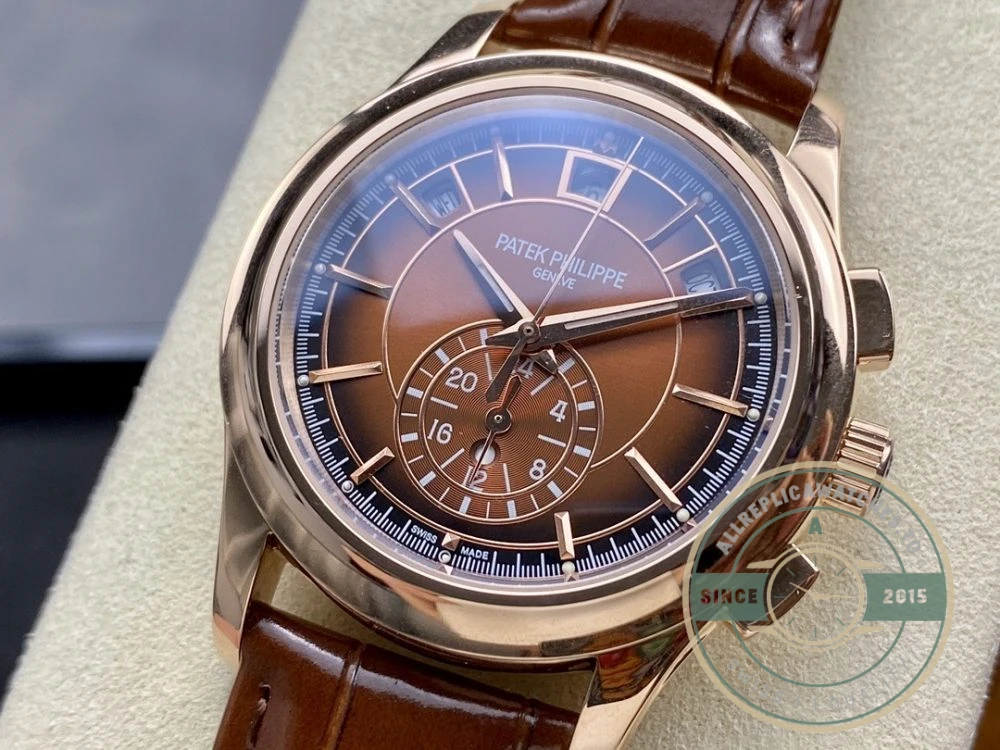 Superclone Complications 5905R-001 Patek Philippe Annual Calendar Chronograph 42 mm, Gold Rose, Brown Dial - Premium Super Clone Watch