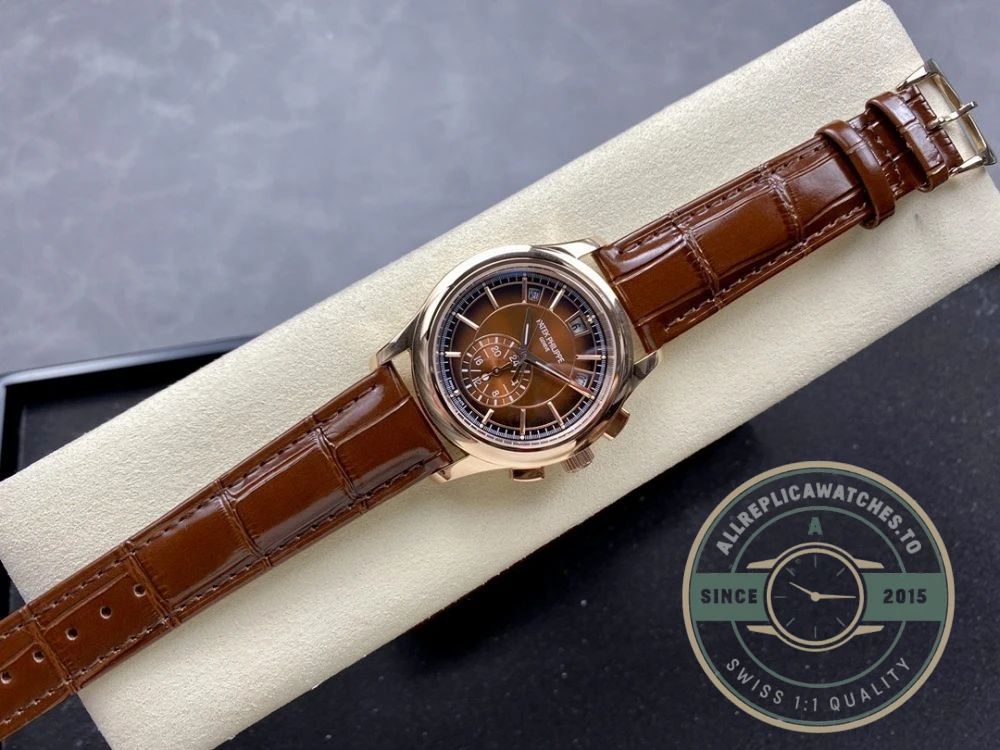 Superclone Complications 5905R-001 Patek Philippe Annual Calendar Chronograph 42 mm, Gold Rose, Brown Dial - Swiss Movement Replica Watch