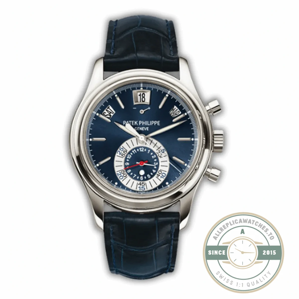 Superclone Complications 5960P-015 Patek Philippe Annual Calendar Chronograph 42 mm, Gold White, Blue Dial - Best Quality Replica Watch