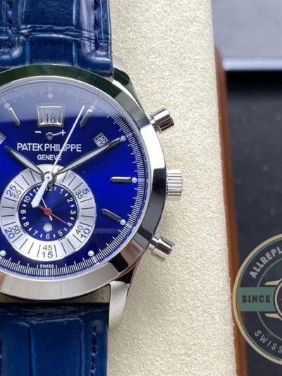 Superclone Complications 5960P-015 Patek Philippe Annual Calendar Chronograph 42 mm, Gold White, Blue Dial - 1:1 Swiss Replica Watch