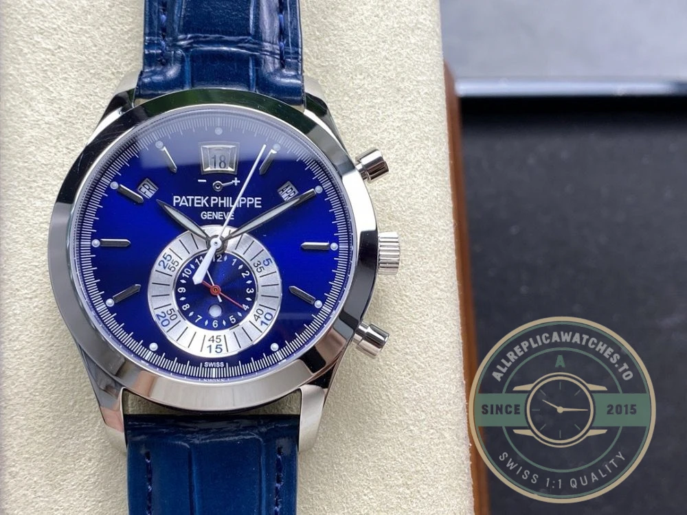 Superclone Complications 5960P-015 Patek Philippe Annual Calendar Chronograph 42 mm, Gold White, Blue Dial - 1:1 Swiss Replica Watch