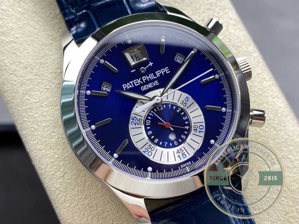 Superclone Complications 5960P-015 Patek Philippe Annual Calendar Chronograph 42 mm, Gold White, Blue Dial - Best Quality Replica Watch
