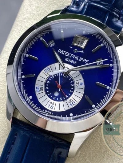 Superclone Complications 5960P-015 Patek Philippe Annual Calendar Chronograph 42 mm, Gold White, Blue Dial - Affordable Super Clone Watch