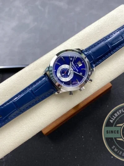 Superclone Complications 5960P-015 Patek Philippe Annual Calendar Chronograph 42 mm, Gold White, Blue Dial - Luxury Replica Watch