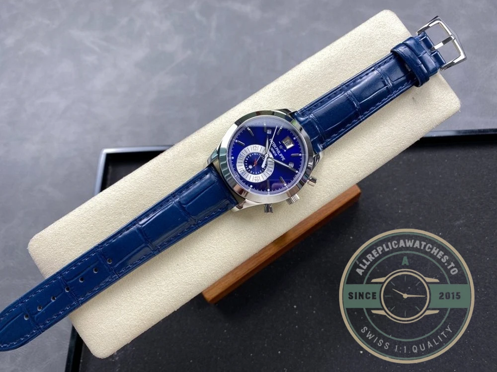 Superclone Complications 5960P-015 Patek Philippe Annual Calendar Chronograph 42 mm, Gold White, Blue Dial - Luxury Replica Watch