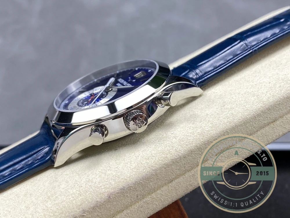 Superclone Complications 5960P-015 Patek Philippe Annual Calendar Chronograph 42 mm, Gold White, Blue Dial - Premium Super Clone Watch