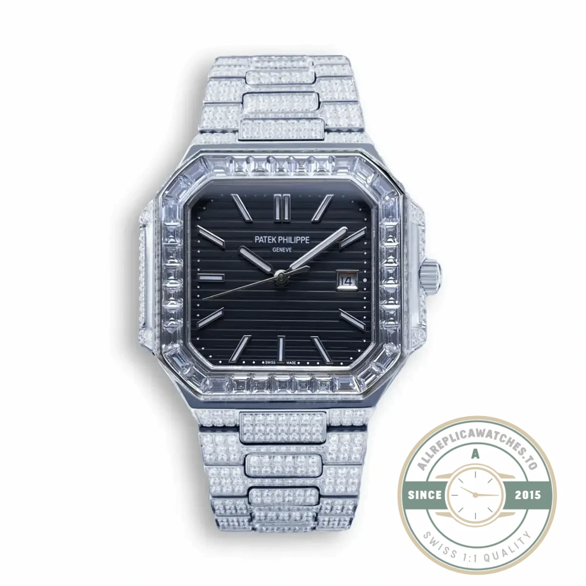 Superclone Cubitus 5821/1AR Patek Philippe 45 mm Black Dial, Diamond - Budget Luxury Replica Watch