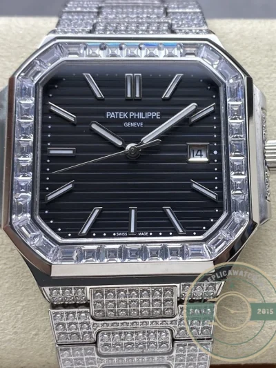 Superclone Cubitus 5821/1AR Patek Philippe 45 mm Black Dial, Diamond - Swiss Movement Replica Watch