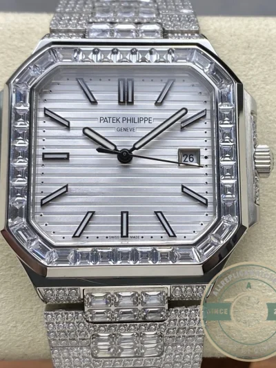 Superclone Cubitus 5821/1AR Patek Philippe 45 mm White Dial, Diamond - 1:1 Swiss Replica Watch
