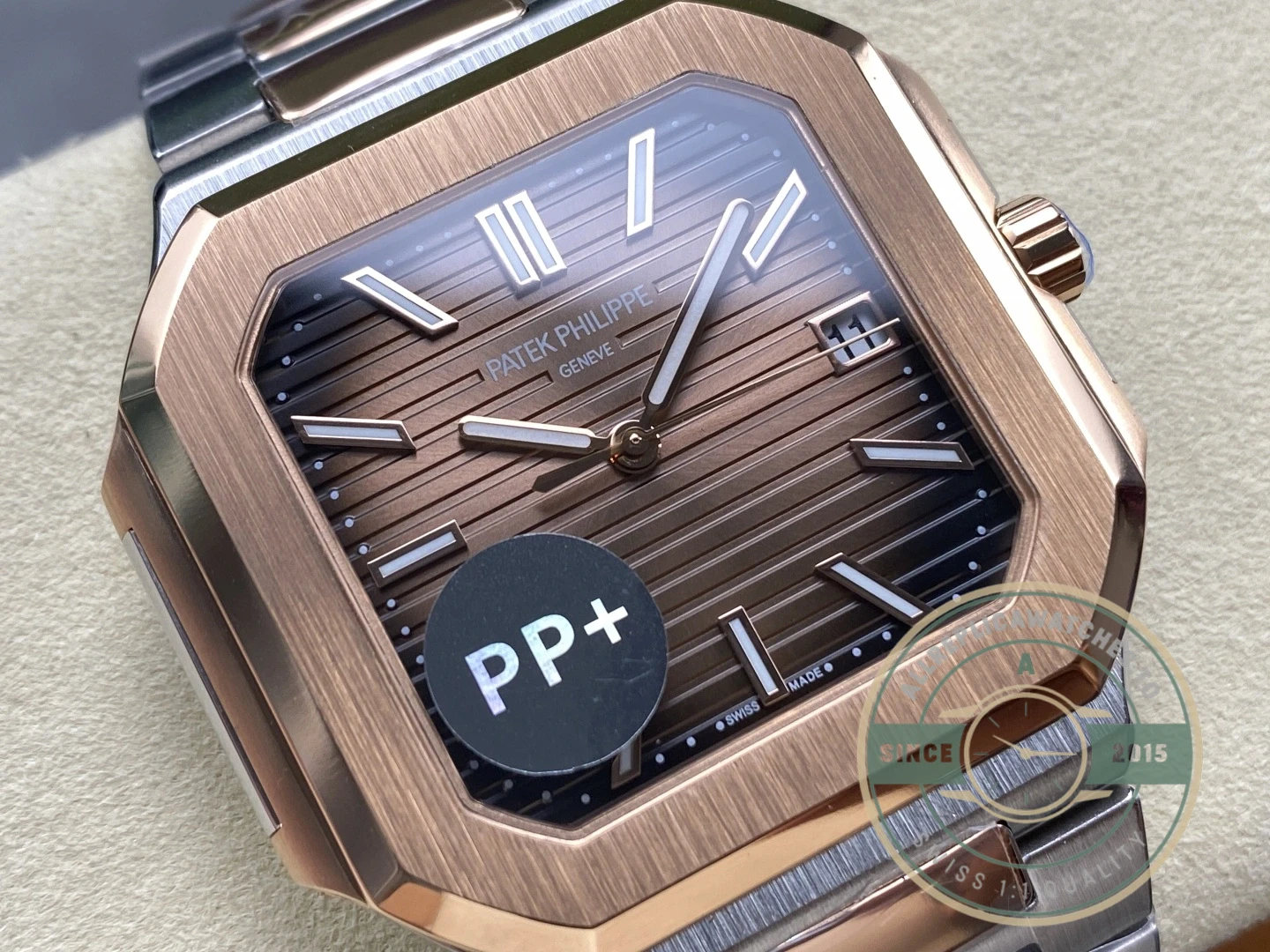 Superclone Cubitus 5821 Patek Philippe 45 mm Steel Rose Gold Brown Ombre Dial - Budget Luxury Replica Watch