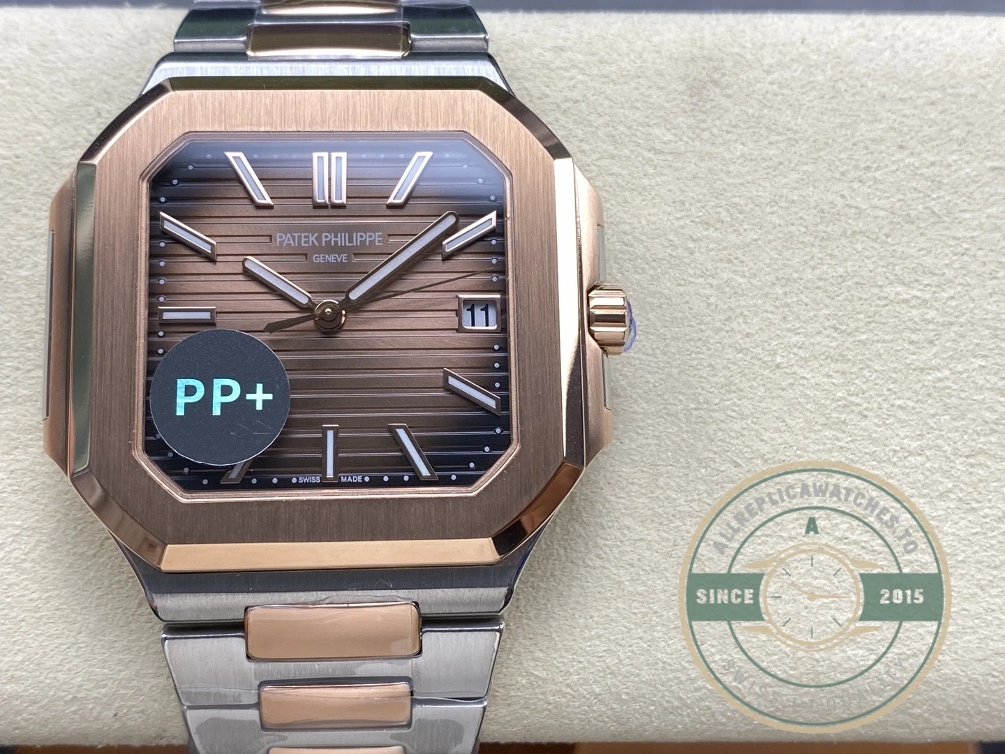 Superclone Cubitus 5821 Patek Philippe 45 mm Steel Rose Gold Brown Ombre Dial - Top-Tier Swiss Replica Watch