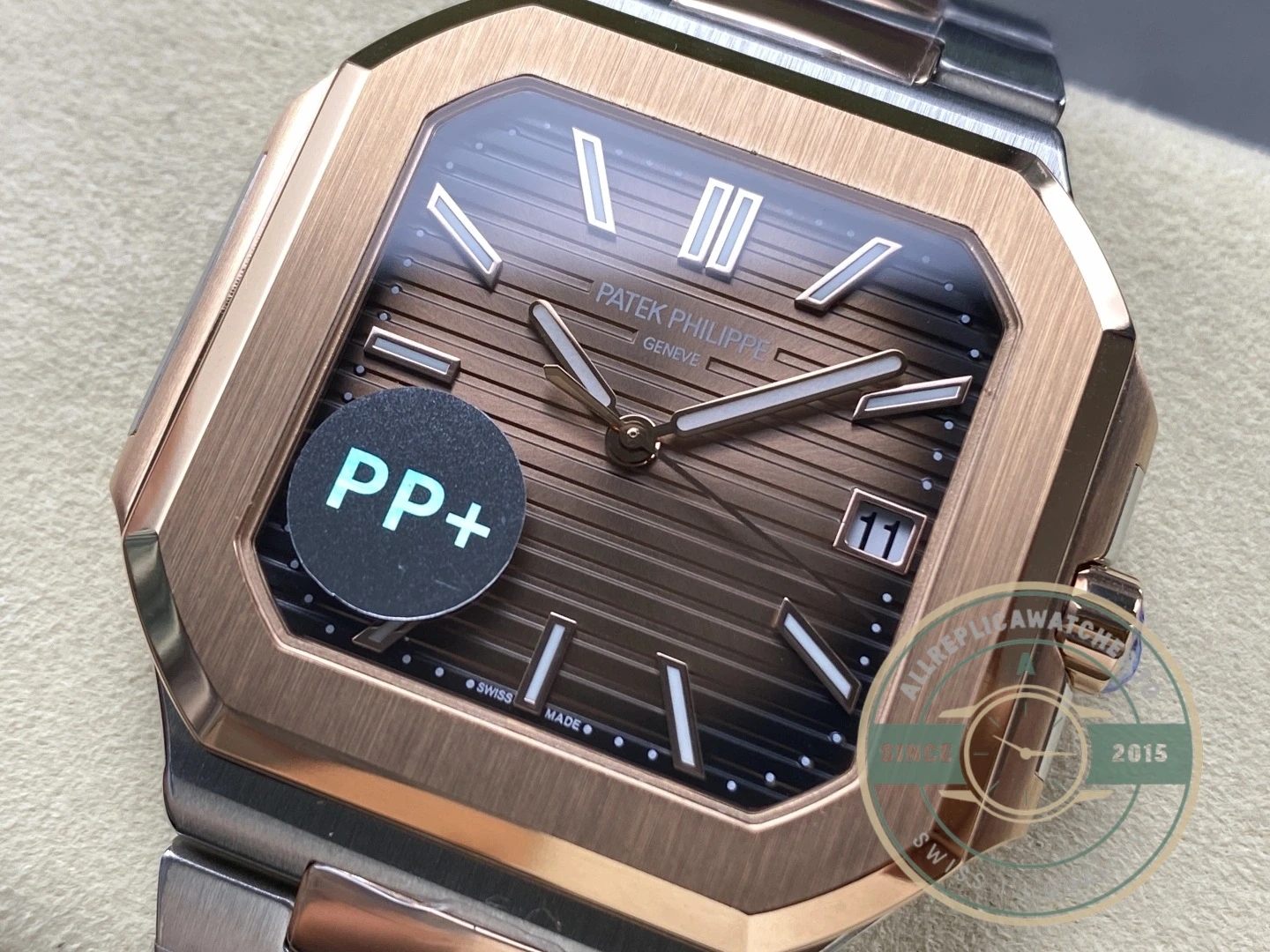 Superclone Cubitus 5821 Patek Philippe 45 mm Steel Rose Gold Brown Ombre Dial - Budget Luxury Replica Watch