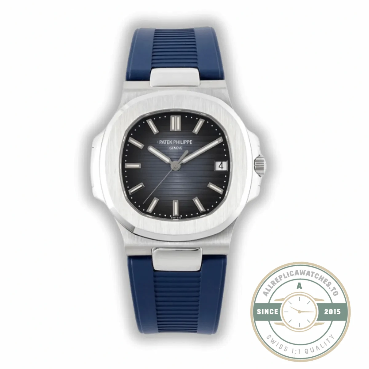 Superclone Nautilus 5711-001 Patek Philippe 40 mm, Dark Blue Dial, Blue Rubber - High-Grade Replica Watch