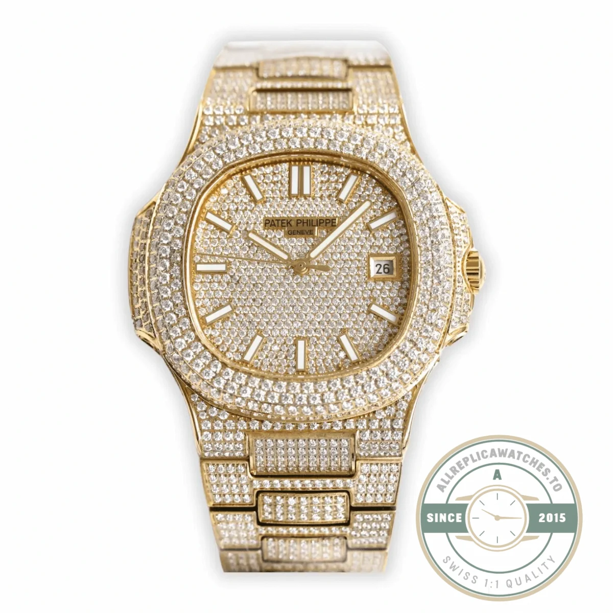 Superclone Nautilus 5711-1300A-001 Patek Philippe 40 mm, Yellow Diamond Dial - Affordable Super Clone Watch