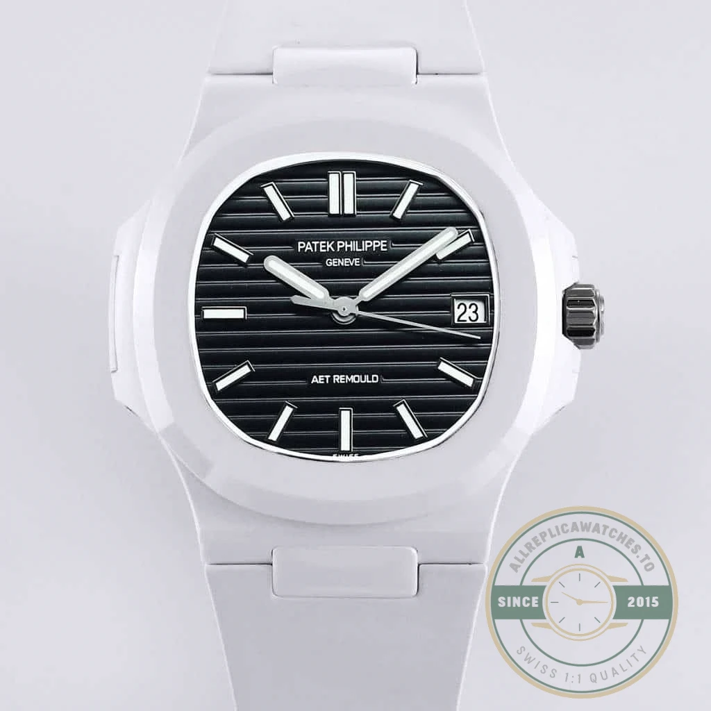 Superclone Nautilus 5711/1A-018 Patek Philippe 40 mm, Rubber Strap Black Dial - Swiss-Made Clone Watch