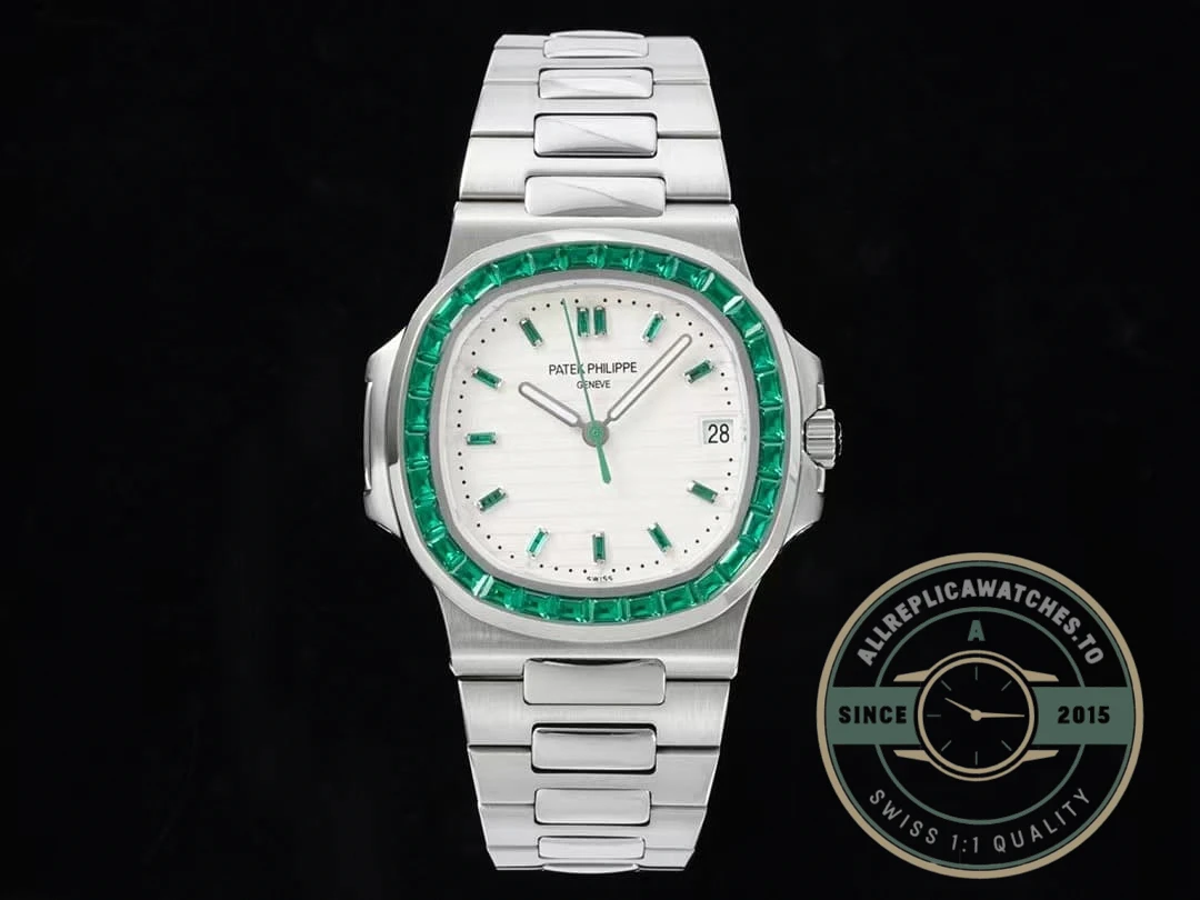Superclone Nautilus 5711/1A-018 Patek Philippe 40 mm, Stainless Steel White Dial Iced out - Swiss-Made Clone Watch
