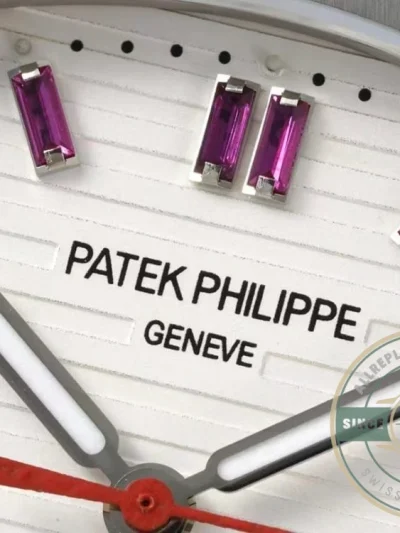 Superclone Nautilus 5711/1A-018 Patek Philippe 40 mm, Stainless Steel White Dial Purple Iced out - Swiss-Made Clone Watch