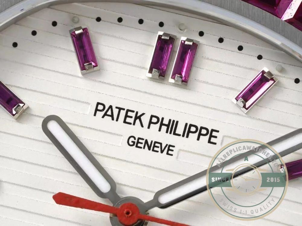 Superclone Nautilus 5711/1A-018 Patek Philippe 40 mm, Stainless Steel White Dial Purple Iced out - Swiss-Made Clone Watch
