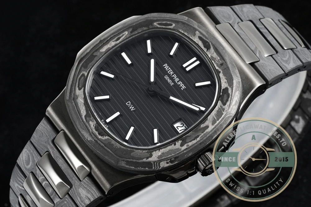 Superclone Nautilus 5711/1A Patek Philippe Carbon 40 mm, Carbon, Black Dial - Budget Luxury Replica Watch