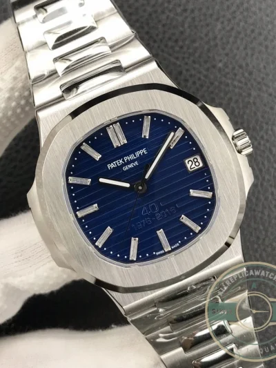 Superclone Nautilus 5711/1P-001 Patek Philippe 40 mm, 40th Anniversary, Blue Dial - Affordable Super Clone Watch