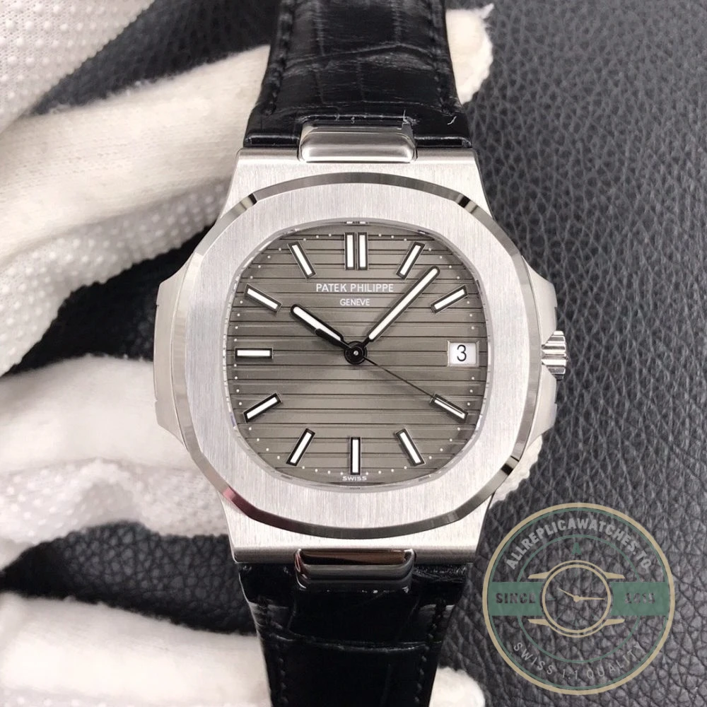 Superclone Nautilus 5711G-014 Patek Philippe 59 mm, Dark Dial, Leather - Top-Tier Swiss Replica Watch
