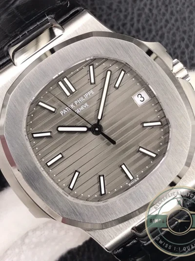 Superclone Nautilus 5711G-014 Patek Philippe 59 mm, Dark Dial, Leather - 1:1 Swiss Replica Watch