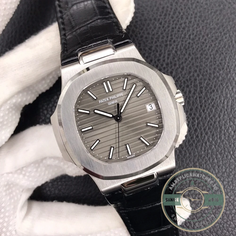 Superclone Nautilus 5711G-014 Patek Philippe 59 mm, Dark Dial, Leather - Premium Super Clone Watch